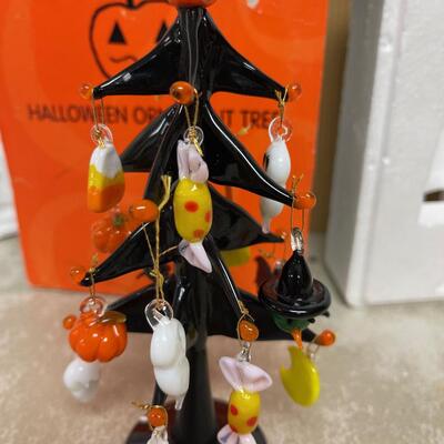 #210B Glass Global Village Ornament Tree - Halloween 