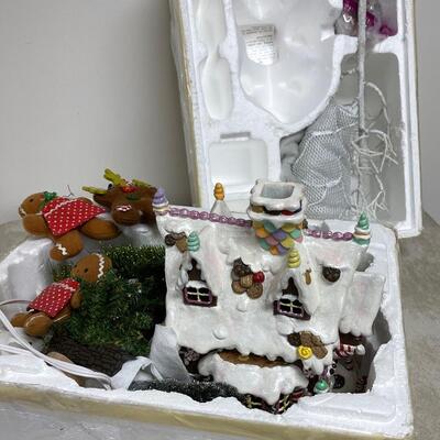 #220B  Ceramic Ginger Bread House with Accessories 