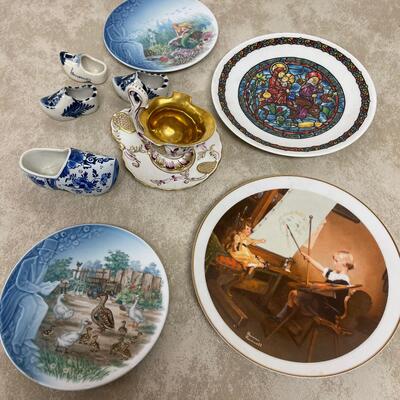 #282 B  Delph, Decorated Plates, Gold Cup, Mixed Lot