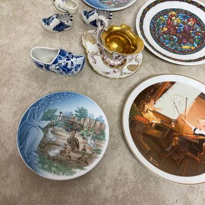 #282 B  Delph, Decorated Plates, Gold Cup, Mixed Lot