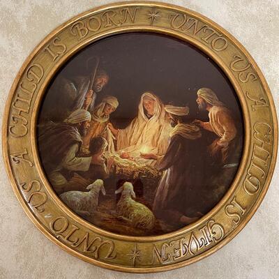 #287 B Nativity Picture Round Frame 