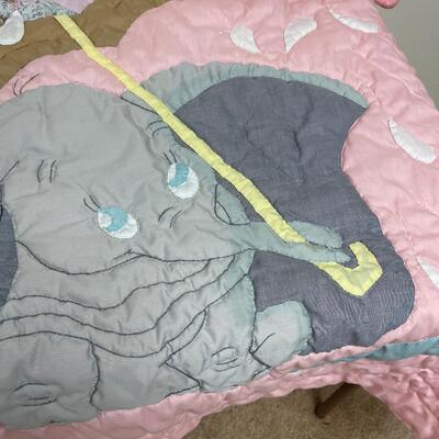 #293 B Pink Hand Made Baby Quilt Elephant Umbrella 