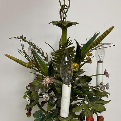 #300 B Light Fixture Original Metal Enamel Bouquet of Flowers 