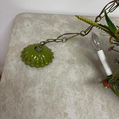 #300 B Light Fixture Original Metal Enamel Bouquet of Flowers 