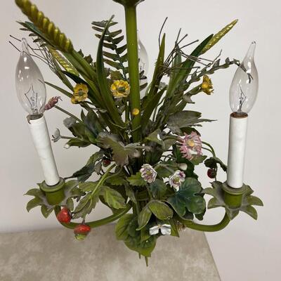 #300 B Light Fixture Original Metal Enamel Bouquet of Flowers 