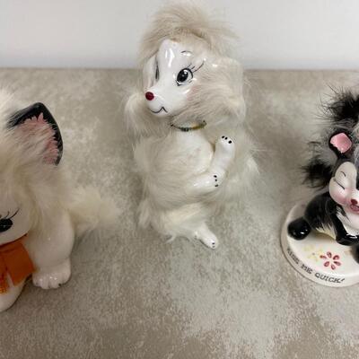 #314 B Antique Ceramics Kitty's, Poodle and Skunk 