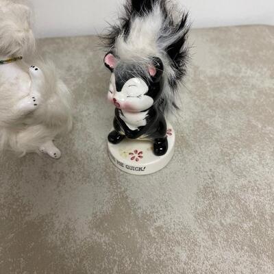 #314 B Antique Ceramics Kitty's, Poodle and Skunk 