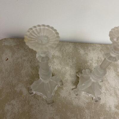 #338 B Frosted Glass Candle Sticks 