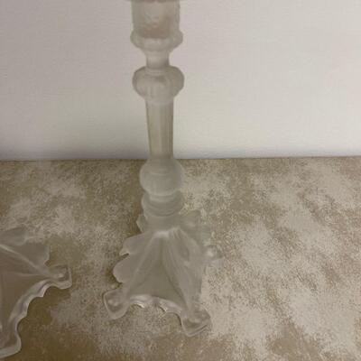 #338 B Frosted Glass Candle Sticks 