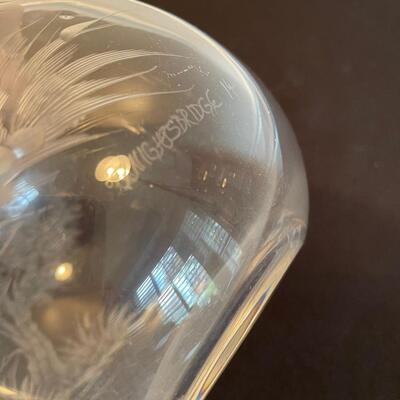 #354 Etched Glass Ball Vase Ducks in Flight