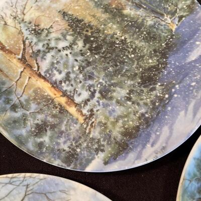 #357 Melamine Turtle Platter Plus 3 Plates with trees