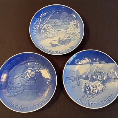 #362 3 Royal Copenhagen Decorative Plates - Blue