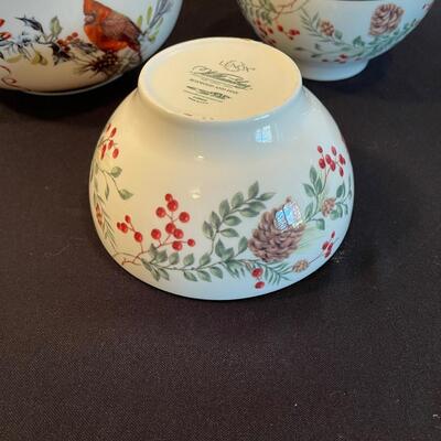 #363 Lenox Holiday Bowls  (3)1  Serving and 2Desert 