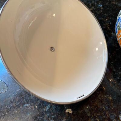 #365  Asta Covered Enamel  Dish 9" Diameter 