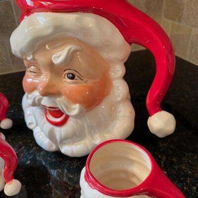 #367 Ho Ho Ho Santa's Pitcher and 3 Mugs 