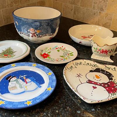 #369 7 Winter Holiday  Serving Dishes 