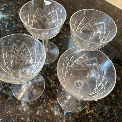 #375 (4 ) Etched Cut Glass Sherry