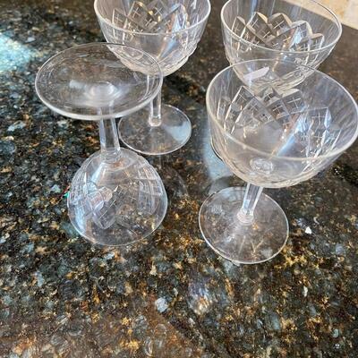 #375 (4 ) Etched Cut Glass Sherry