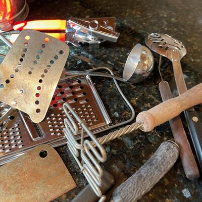 #376 Tote of Vintage Utensils 