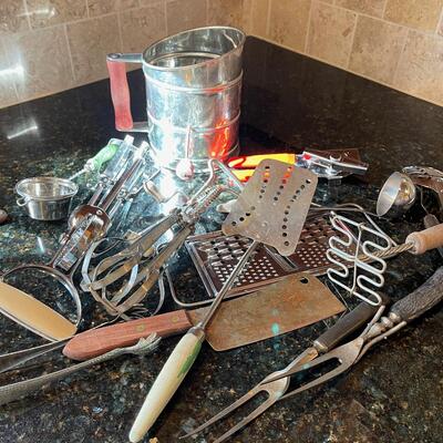 #376 Tote of Vintage Utensils 
