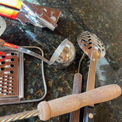 #376 Tote of Vintage Utensils 