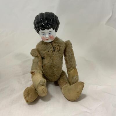 [45] ANTIQUE | Mohair Bear Body | Porcelain Doll Head