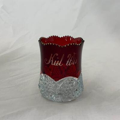 [50] ANTIQUE | Ruby Flash Souvenir Cup | Kiel, Wisconsin