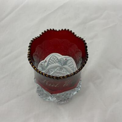 [50] ANTIQUE | Ruby Flash Souvenir Cup | Kiel, Wisconsin