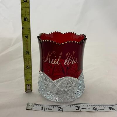 [50] ANTIQUE | Ruby Flash Souvenir Cup | Kiel, Wisconsin