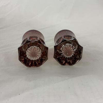 [51] ANTIQUE | 1905 | M Weston | Salt & Pepper Shakers | Ruby Flash