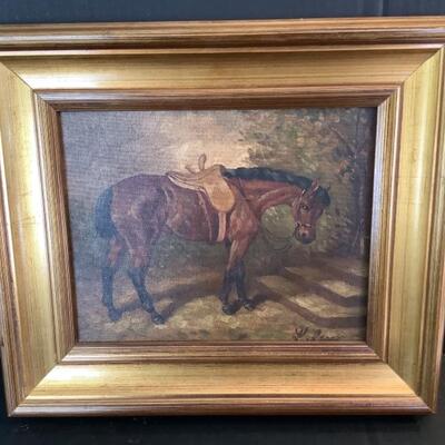 B1135 Signed Framed Horse Painting on Canvas