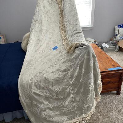 Lot 271 - King Custom Bed Spread with Fringes and Queen Size Blanket 