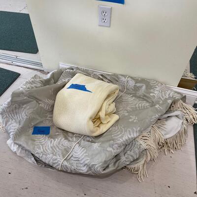 Lot 271 - King Custom Bed Spread with Fringes and Queen Size Blanket 