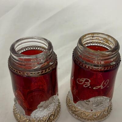 [55] ANTIQUE | 1915 | B D Personalized Ruby Flash | Salt and Pepper