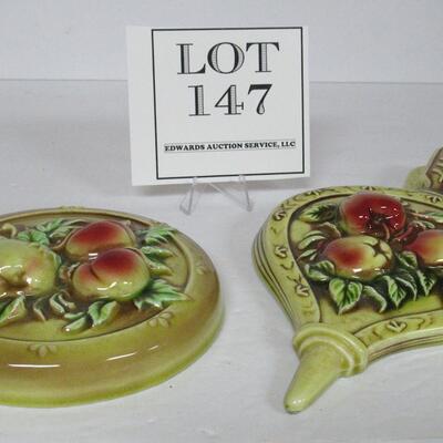 2 Vintage Lefton Wall Plaques Fruits Pattern