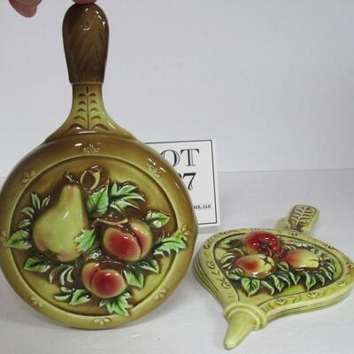 2 Vintage Lefton Wall Plaques Fruits Pattern