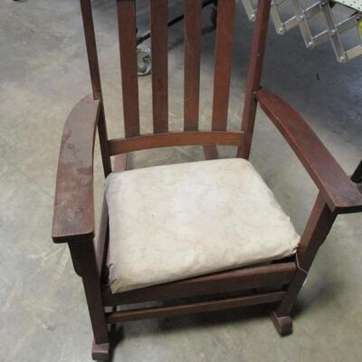 Lot 183 - Vintage Mission Style Wooden Rocking Chair