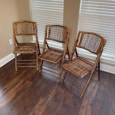 Three Folding Bamboo Chairs * See Details 