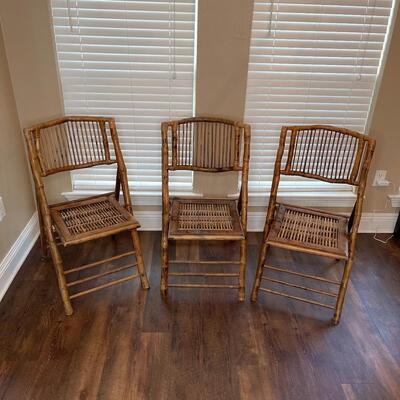 Three Folding Bamboo Chairs * See Details 