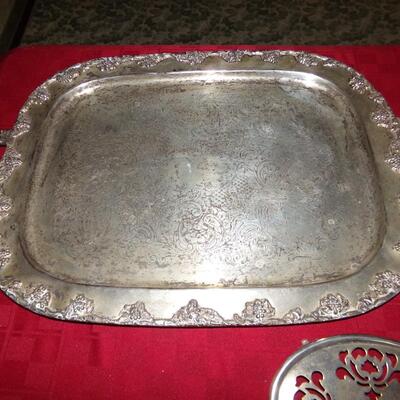 LOT 102  SILVER PLATED PLATTER AND DISHES