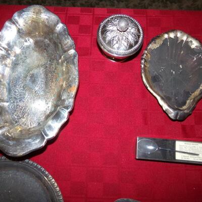 LOT 102  SILVER PLATED PLATTER AND DISHES