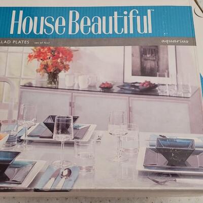 Lot 6: New HOUSE BEAUTIFUL Square Salad Plates (2 packs of 4 - 8 Total)