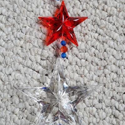 Lot 11: Red, White and Blue Hanging Decorations (4 Star Strands and 4 Puff Hearts)