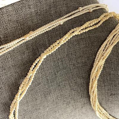 Lot 39 Faux Seed Pearls & Beads 3 Necklaces Bone 