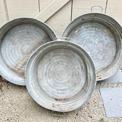 Lot 51 Round Galvanized Wash Tubs (3)