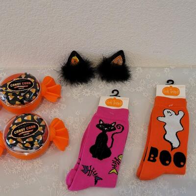 Lot 35: Halloween Socks and Clip In Cat Ears