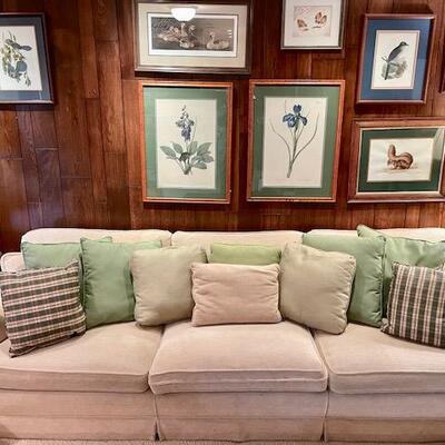 Lot 52 Beige Sofa w/Assorted Throw Pillows
