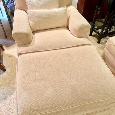 Lot 55 Beige Fabric Arm Chair & Ottoman 