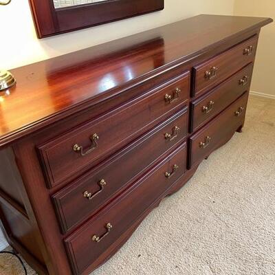 Lot 63 Custom Made 6 Drawer Console Dresser & Mirror Brazilian Wood Patrick Graney 