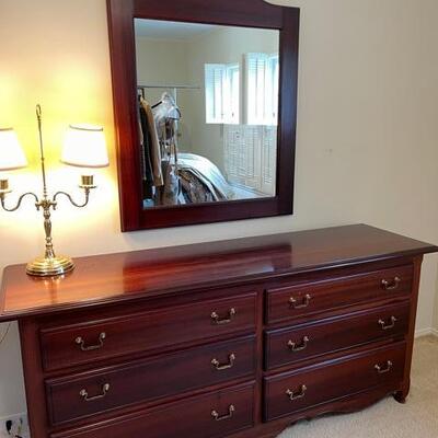 Lot 63 Custom Made 6 Drawer Console Dresser & Mirror Brazilian Wood Patrick Graney 